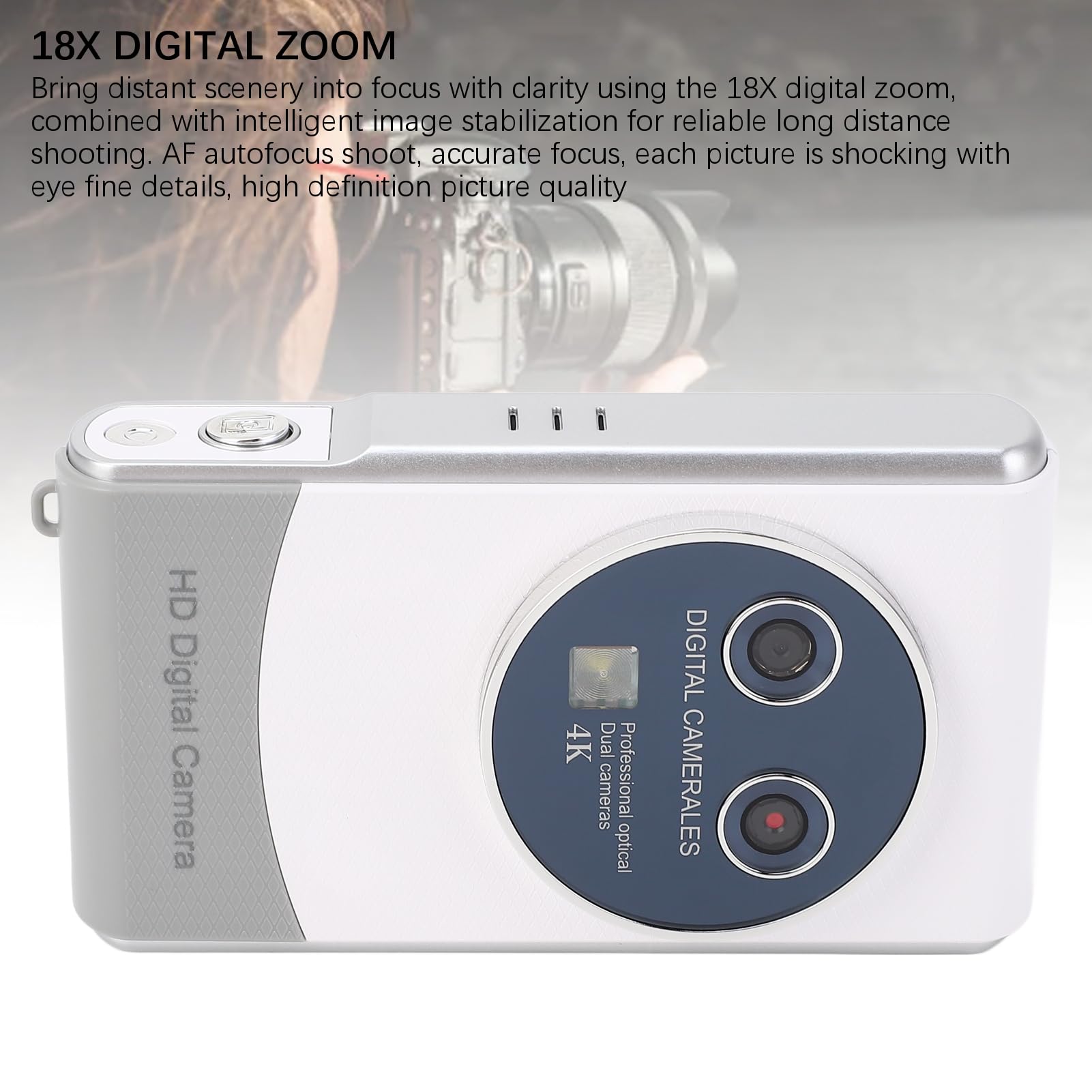 Amazon | 写真用デジタルカメラ、デュアルカメラ付き36MP 1080P HD