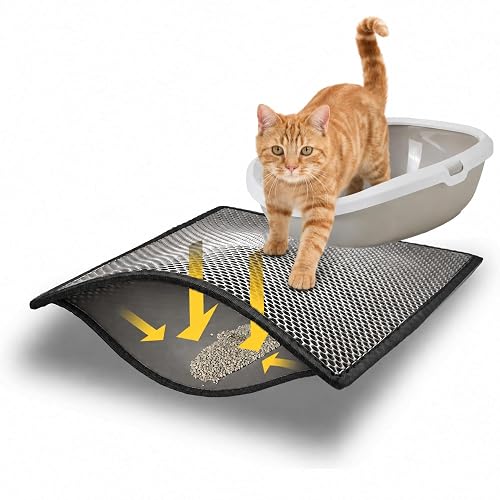 BYPET Alfombrilla para arena para gatos, 30 x 40 cm, diseño de panal, impermeable, doble capa