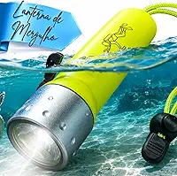 Lanterna De Mergulho Profissional Subaquática À Prova D'água 20 Metros LED Cree Q5 Alta Potência Amarela Com Alça De Segurança Para Pesca Sub E Scuba B-MAX BM-8532 Resistente