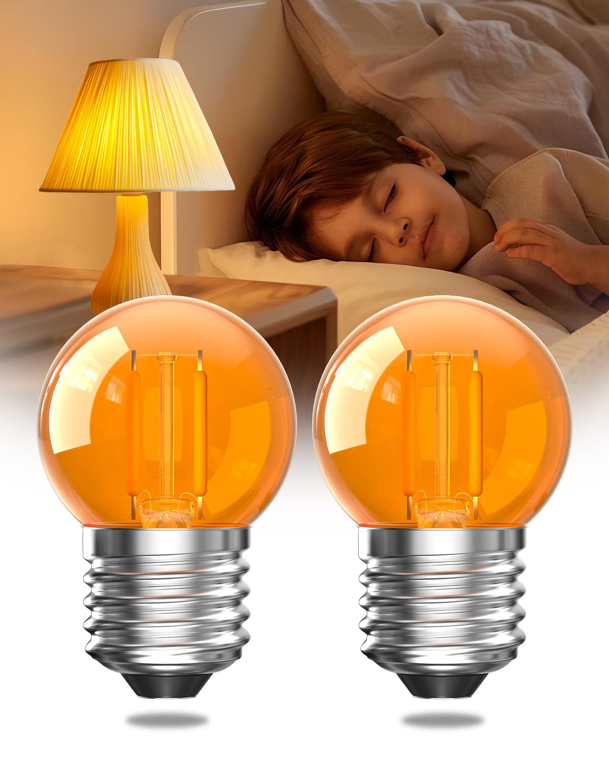 Bonlux G40 LED Low Watt Light Bulb,2W E26 Amber Bulb Equivalent 20
