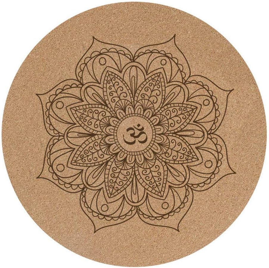 Mooyod Yoga Mat Little Round Cork Rubber 60x60cmx3mm Non Slip Yoga Cushion Meditation Cushion Pad Pilates Pad for Home Outdoor