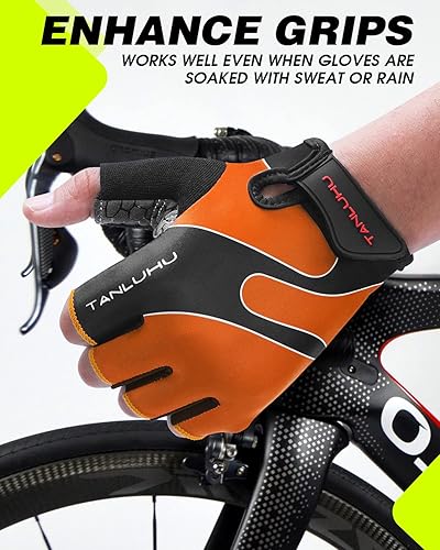 Miniatura 3 de Tanluhu Guantes de Ciclismo - Guantes de Bicicleta de Montaña de Medio Dedo para Carretera, Transpirables, Absorben Impactos, para Hombres y Mujeres