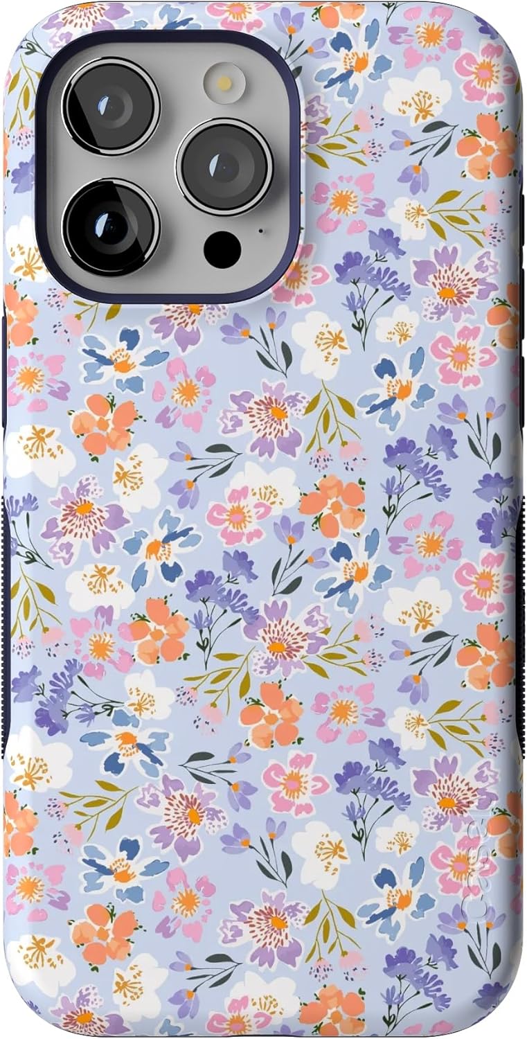 Casely iPhone 15 Pro Case | Poppy Meadows | Pastel Floral | Bold Protective Design | Compatible with MagSafe