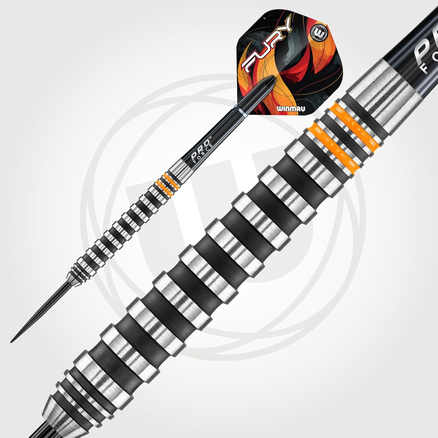 WINMAU Fury 18-20 Gram Tungsten Softip Darts Set with Prism Flights and Vecta Shafts (Stems)