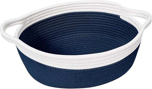 Miniatura 16 de Goodpick Cesta tejida pequeña, linda cuerda rosa, cesta de algodón para bebé, cesta de almacenamiento para habitación de guardería, caja de juguetes