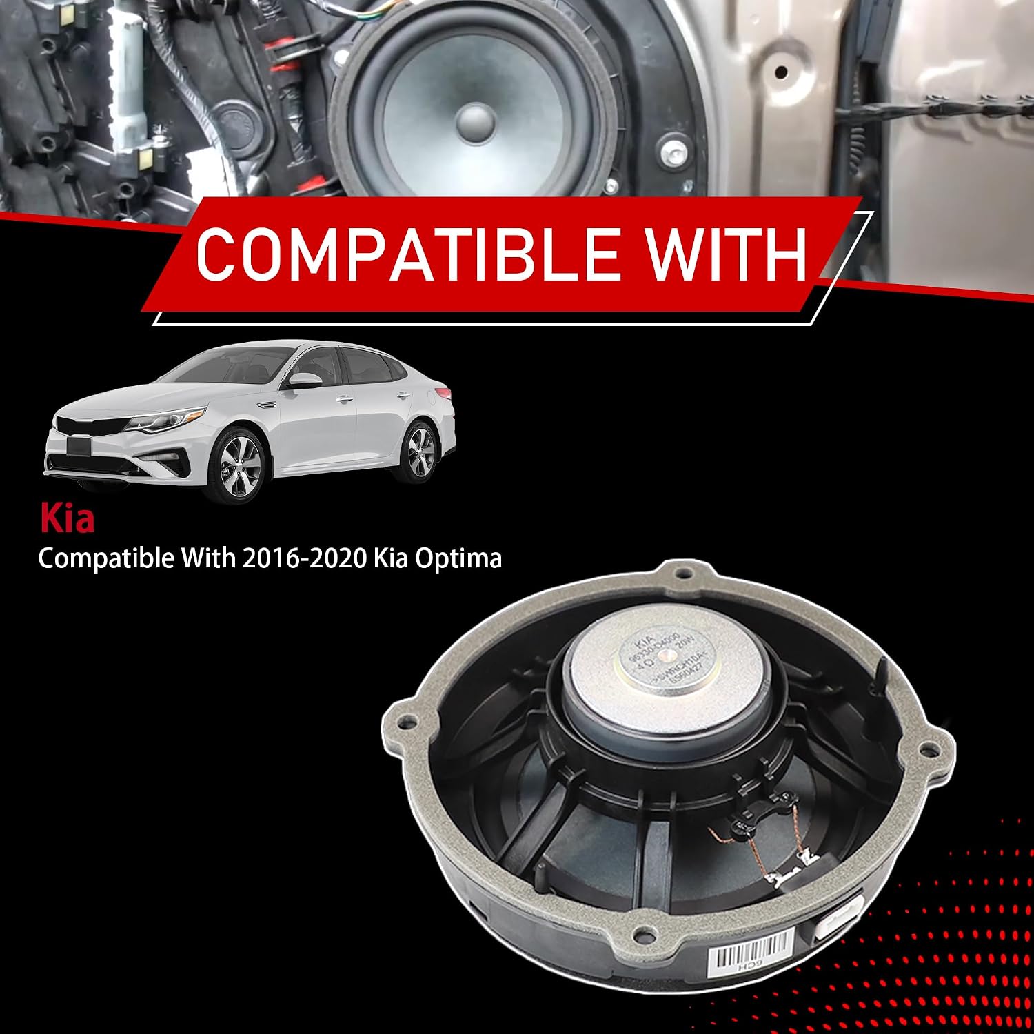 96330-D4000 Front Door Speaker Assembly | Compatible With 2016 2017 2018 2019 2020 Kia Optima, Wide Frequency Response, High-Fidelity Sound, Replaces 96330D4000