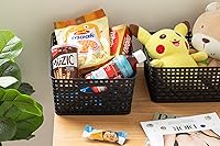 Vista 5 de Cestas de almacenamiento de plástico para organizar, 11 x 8.5 x 4.7 pulgadas, paquete de 4 (negro)