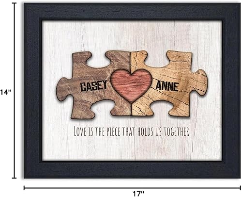 Vista 6 de Personal-Prints Rompecabezas de amor, regalo romántico personalizado en lienzo con tus nombres, personalizado para el día de San Valentín