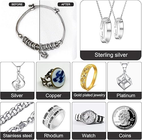 Miniatura 6 de SEVENWELL 2 paños de limpieza para pulir joyas, grandes, 10 x 12 pulgadas, para joyas de plata esterlina, oro, diamante, platino, piedras preciosas,