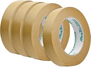 Wisebom 4 Rollen Papier Klebeband 25 mm x 50 m Recycelbar Kraft Packband Verstärkte Kraftpapier Verpackungsband für Umzug ...