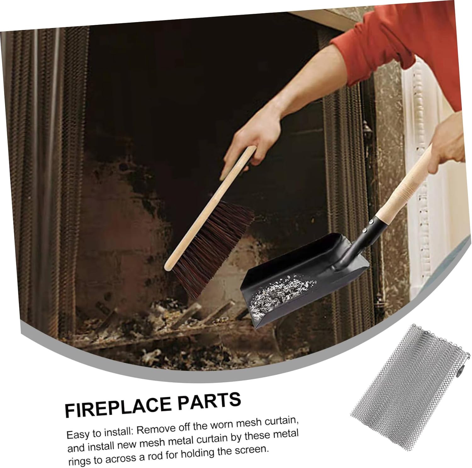 KICHOUSE 2pcs Mesh Fireplace Screen Curtains Fireplace Screen Panels Decorative Hearth Covers for Home