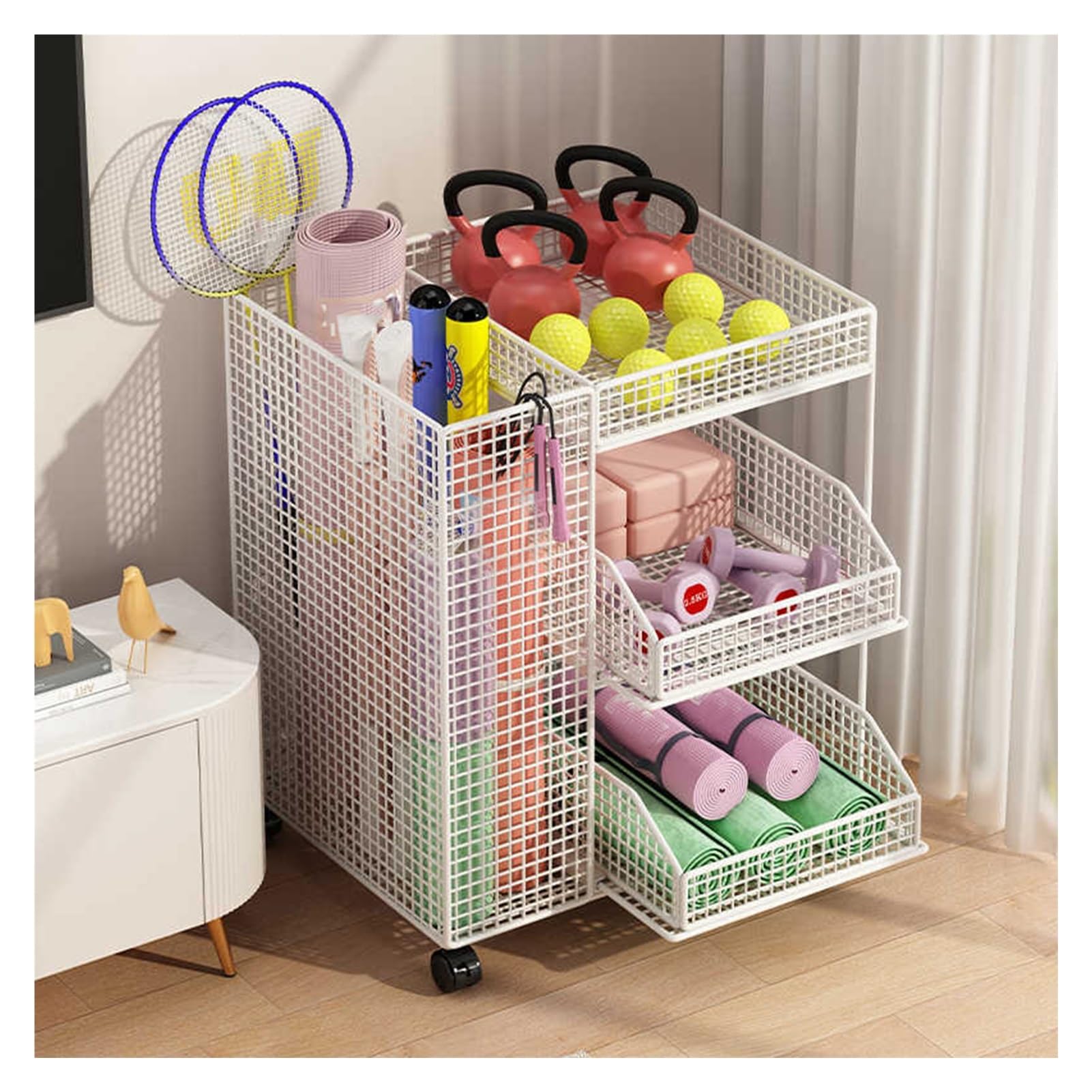Espositore per Racchette da Badminton, Supporto per riporre Racchette da Tennis, Supporto per Racchette da Badminton, Grande capacità per Sale conferenze (45 x 30 x 55 cm)