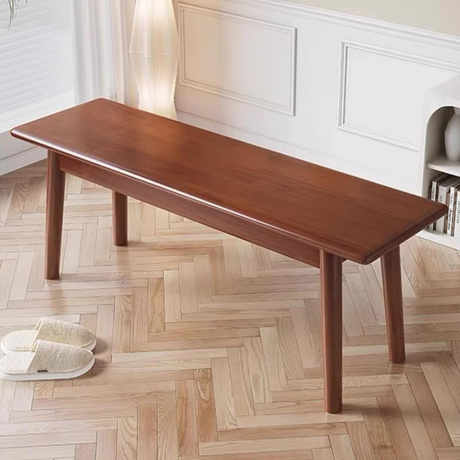 Cushioned Bench for End of Bed, Entryway Bench, Wood Seating Bench, Vintage Narrow Entryway Bench for Living Room,Dining Bench for Kitchen, Solid Wood, Easy to Assemble(Black walnut,180cm/71IN)