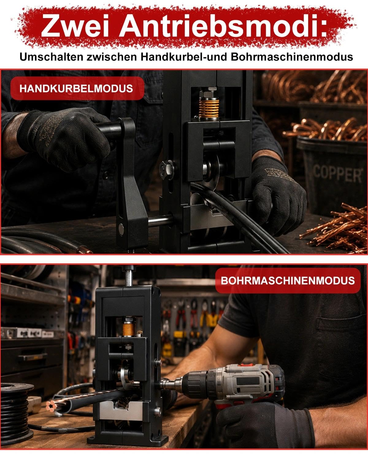 Kabelschälmaschine für 1–25 mm Kabel – Abisolierer Maschine mit Handkurbel & Bohrer kompatibel – Abisoliermaschine, Kabelschäler, Kabelentmantler aus Stahl/ABS – Abisolierzange mit Ersatzblatt