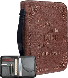 Carrying Case, Medium, Large, XL and 2xl Pu Leather Pouch with Handle | portable writing holder (for Worship and Study), durable and stylish travel case