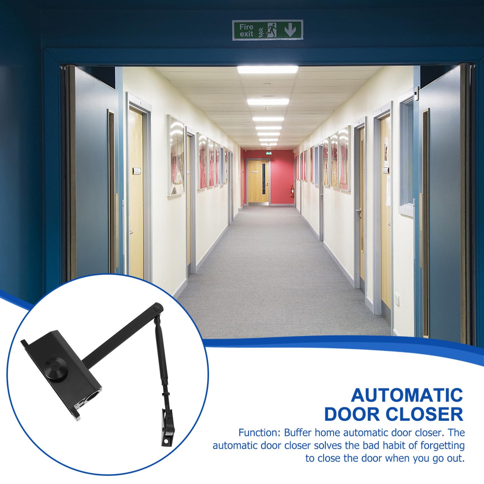 Chiudiporta Automatico Nero Chiusura Ammortizzata per Porte Interne | Lega di Alluminio e Acciaio, Riduce L’impatto in Chiusura, Adatto per Scuola e Centro Commerciale