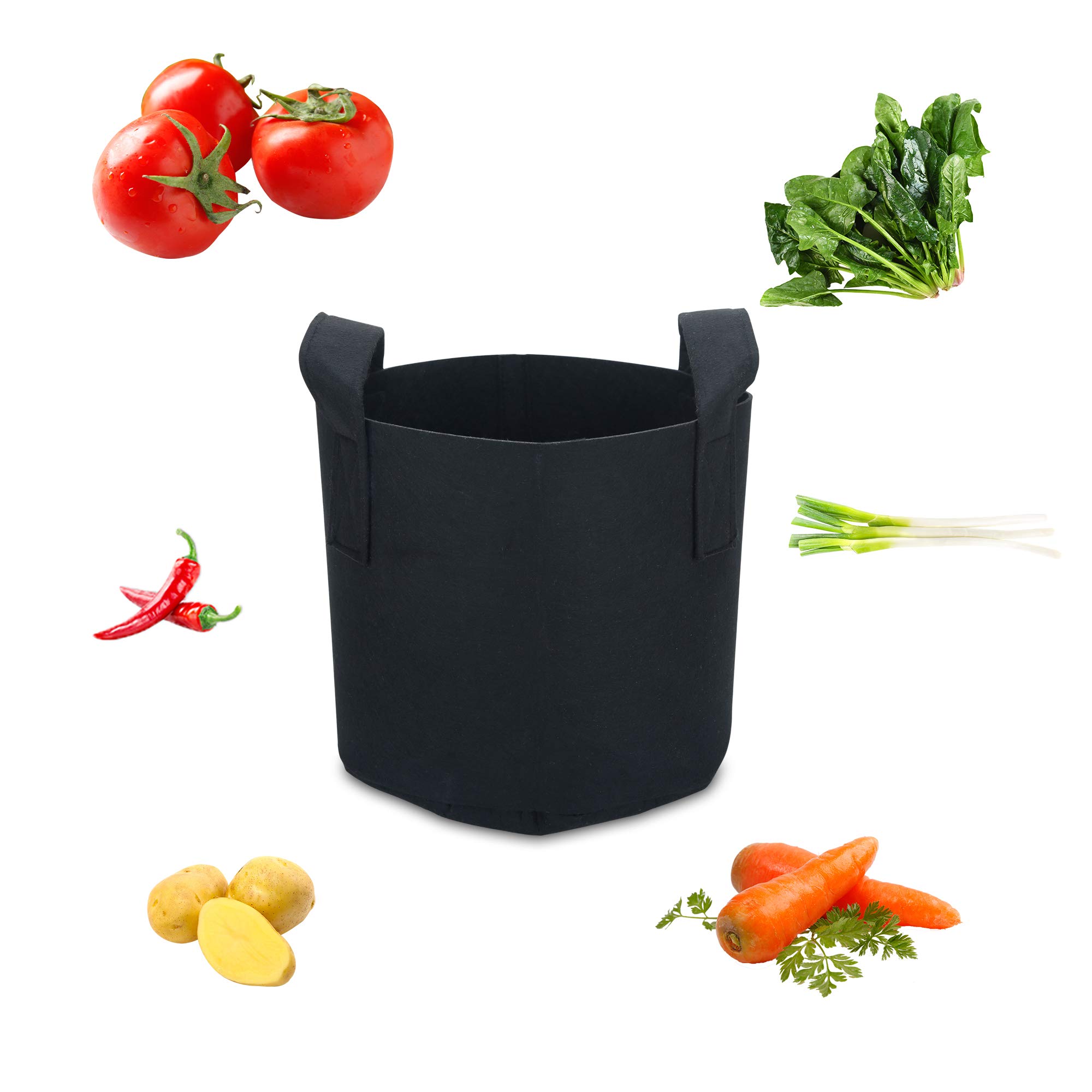 Intirilife 10x Sac de plantation en tissu non tissé 26 litres -7 Gallon- 35 x 30 cm - Cache-pot de plantes avec poignées pour jardin, serre - Bac de plantation Sac de plantation Sac de pommes de terre