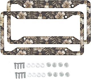 SEANATIVE Marco de matrícula de coche estilo hawaiano, diseño floral, color marrón, ajuste universal, para la mayoría de vehículos/SUV/camioneta/furgoneta