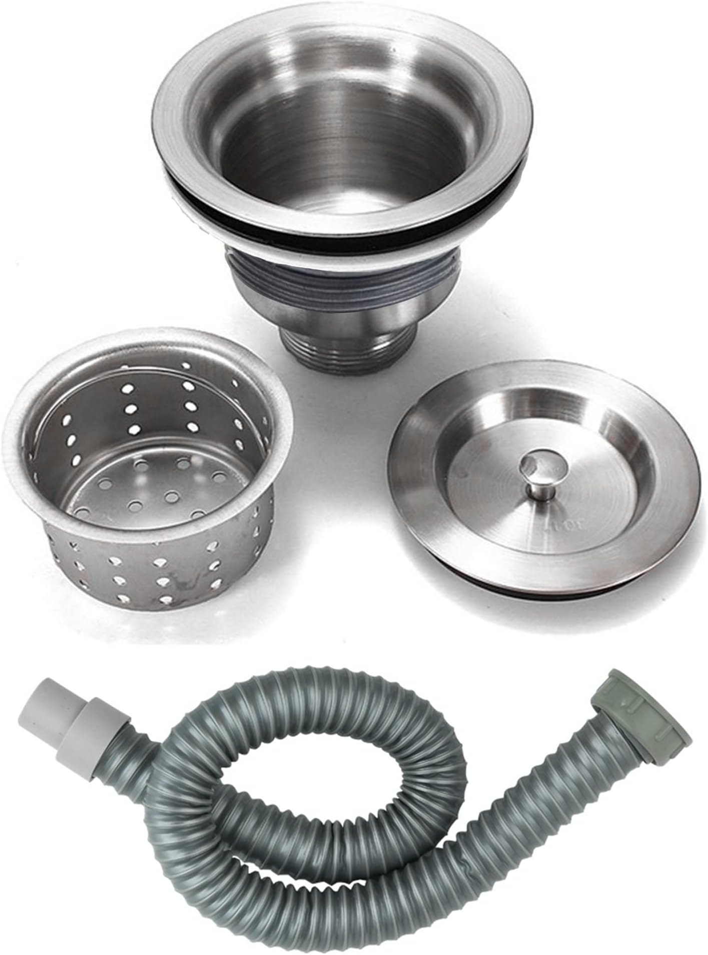 Sifone with S Trap Waste Outlet For Bowl Backwash Sink Hair Strainer Deep Waste with Basket (20 mm tread with PIPE and S-trap)