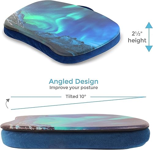 Miniatura 6 de QIELIZI Escritorio portátil para computadora portátil con cojín de almohada, se adapta a portátiles de hasta 15.6 pulgadas para oficina en casa,