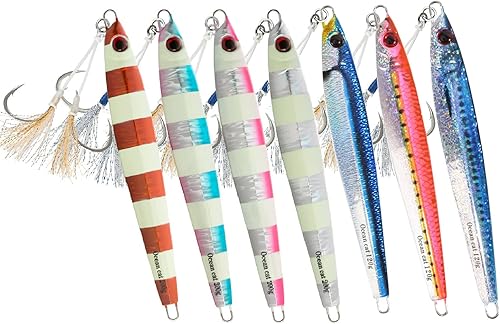 Miniatura 9 de OCEAN CAT 1 señuelos de pesca de plomo de metal plano de caída lenta para pesca de agua salada, señuelos de pesca vertical, cebo de jigging vertical