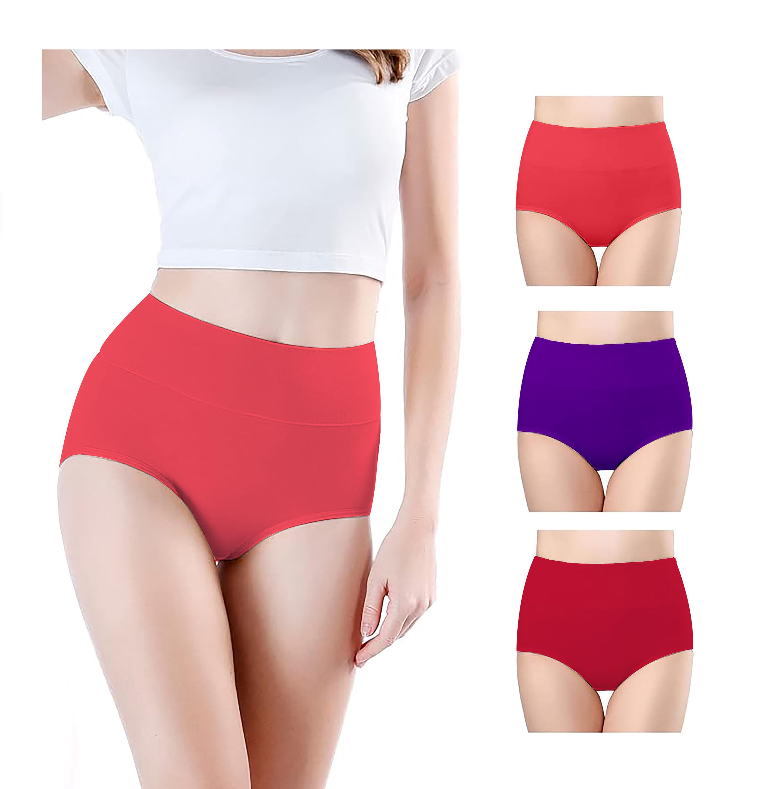Combo Women's High Waisted Cotton Hipster Panty Ladies Soft Panties l Women Cotton Hipster Panty l Women's Seamless High l Women Underwear - (Pack of 3 High Waist)-picture-40