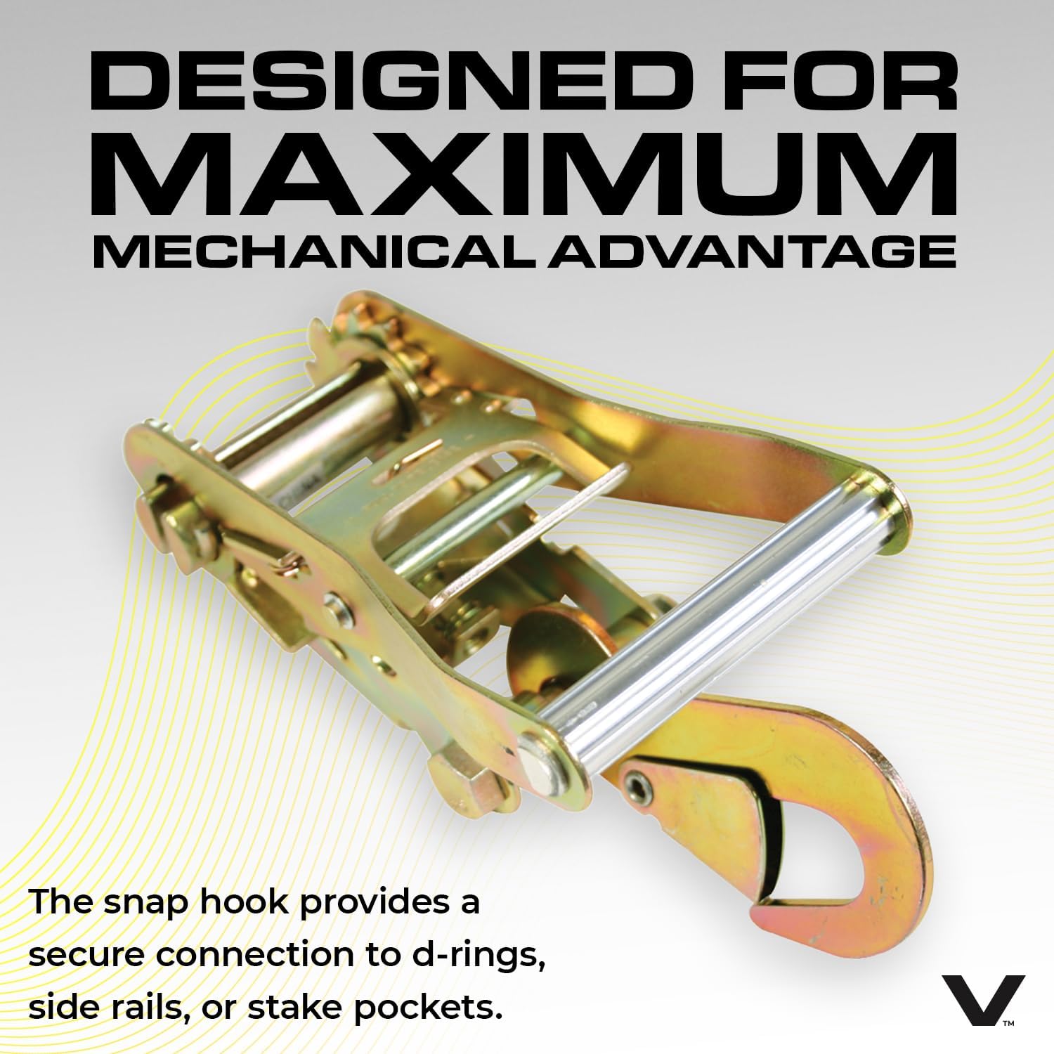 VULCAN Car Tie Down with Snap Hooks - Lasso Style - 2 Inch x 96 Inch - 4 Pack - Classic Yellow - 3,300 Pound Safe Working Load - Image 5