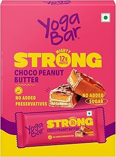 Yogabar Strong Choco Peanut Butter Protein Bars(Pack of 6), 12g Protein, No Added Sugar, No Preservatives Price In India