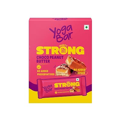 Yogabar Strong Choco Peanut Butter Protein Bars(Pack of 6), 12g Protein, No Added Sugar, No Preservatives