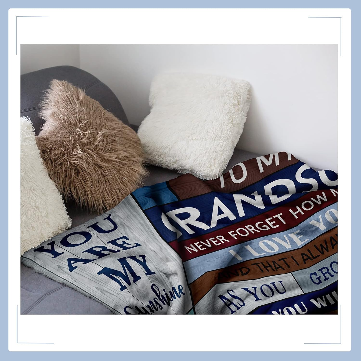 Grandson Gifts from Grandma And Grandpa, Gifts for Grandson, Grandson Gifts from Grandparents, Best Grandson Blanket, to My Grandson Christmas Birthday Gift Blanket 60" x 50" for Teen Boys Men