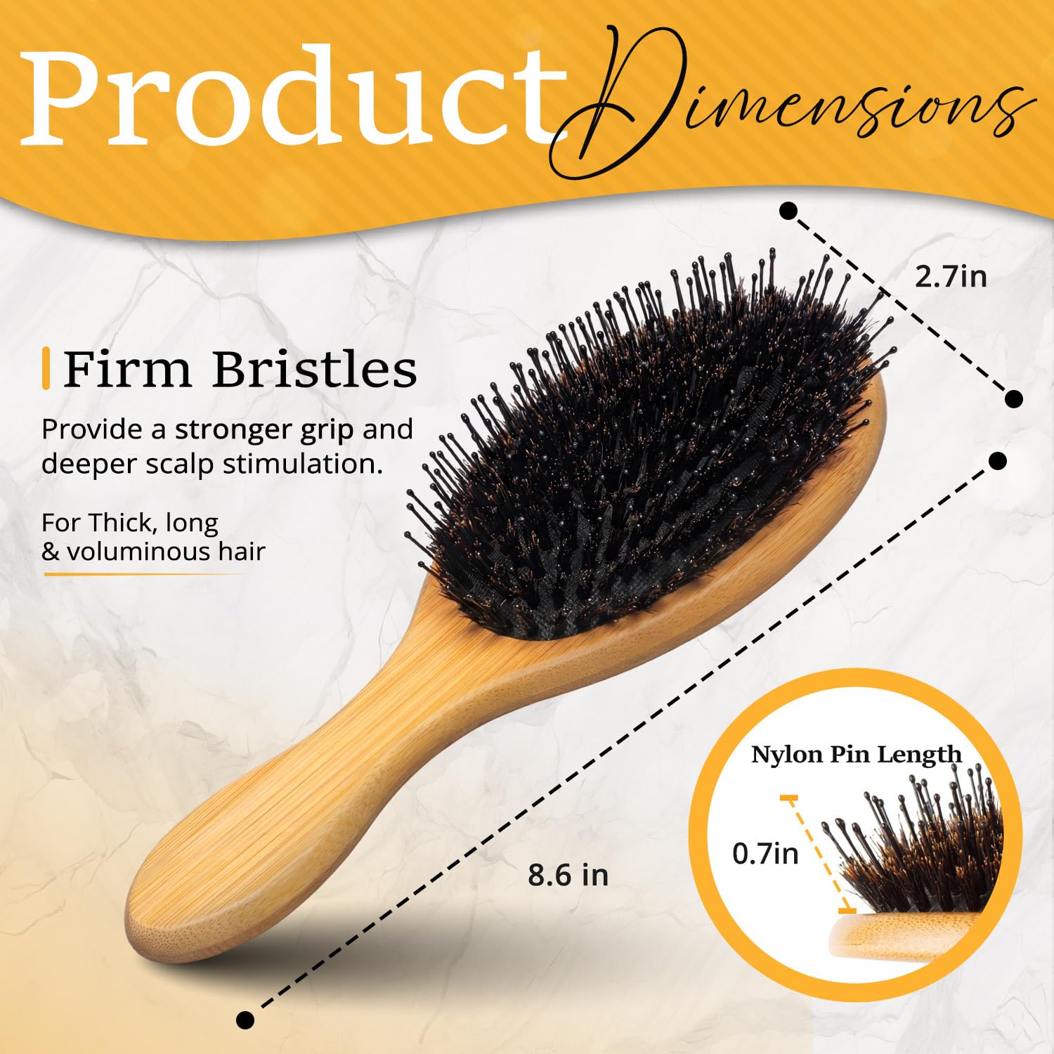 Premium Boar Bristle Hair Brush for Thick Hair Set. Hairbrush for Women With Thick, Long or Curly Hair. Restores Hair's Shine and Health. Comb, Travel Bag & Spa Headband Included