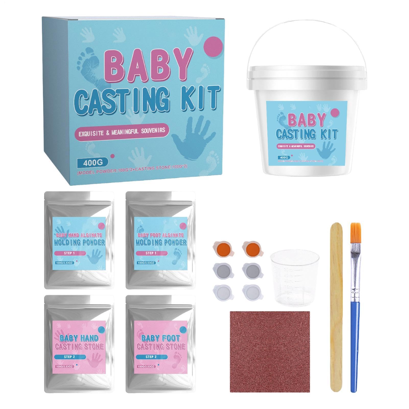 Polvere per Calco di Mani Set per Impronta di Mano Bambini | Kit per Creare Calchi in Gesso per Feste Compleanno Famiglia Camerette Soggiorno