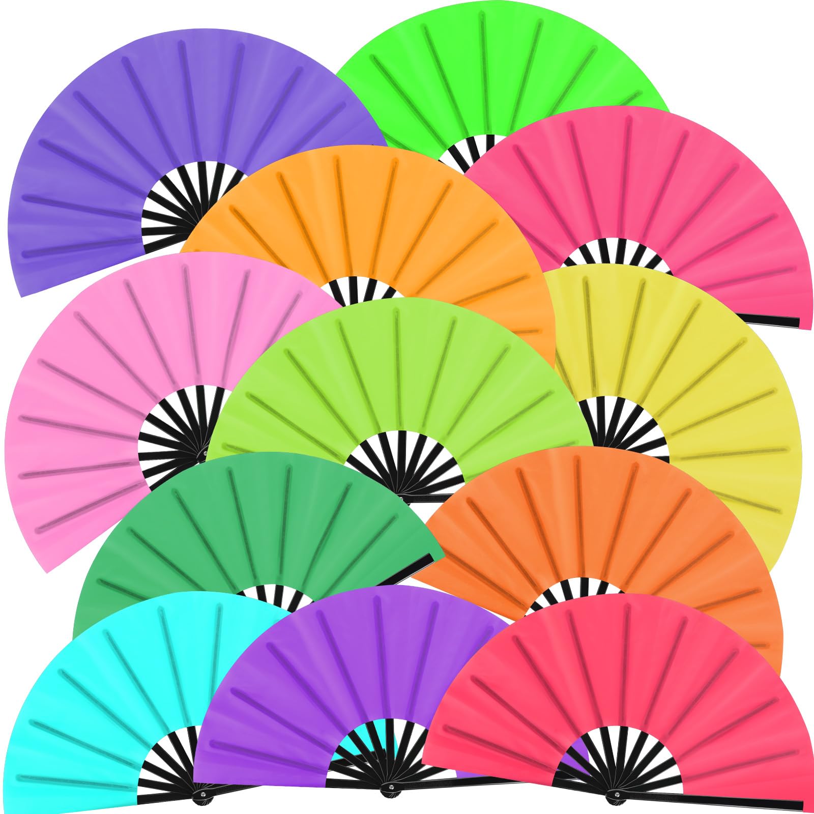 Blulu13 Inch Large Folding Fans for Line Dancing, Macarons Color, 12 Pcs