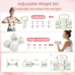 Adjustable Dumbbell Set of 2, 4 Levels Free Women Weights Dumbbells, Easy to Adjust Weights, Each 2.2lb 3.3lb 4.4lb 5.5lb Hand Weights Set for Home Gym Training