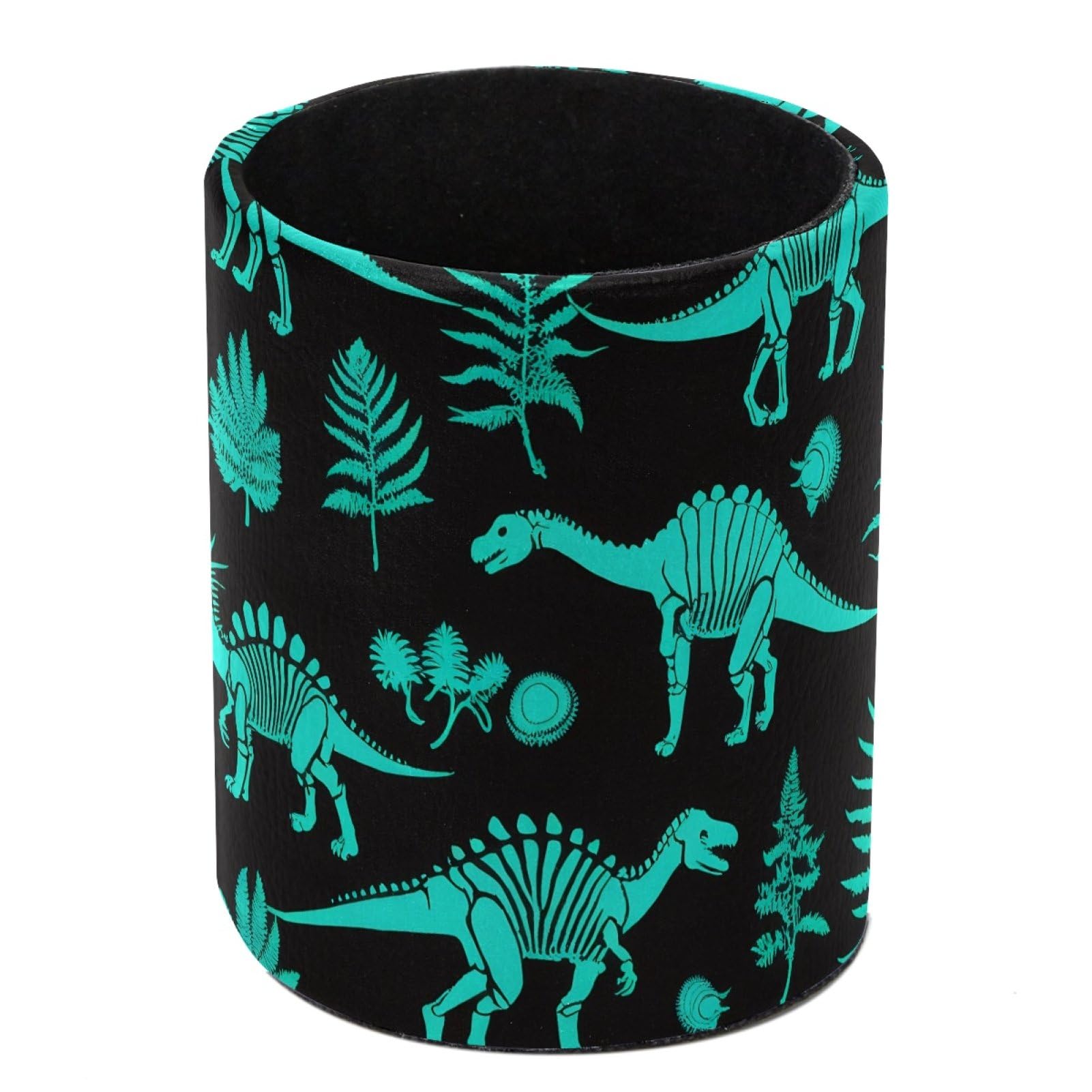 HEOEH Dinosaurs Pen Holder for Desk, PU Leather Pencil Holder Pen Cup Marker Holder Makeup Brush Holders, Desk Accessories & Workspace Organizers for Home, Office