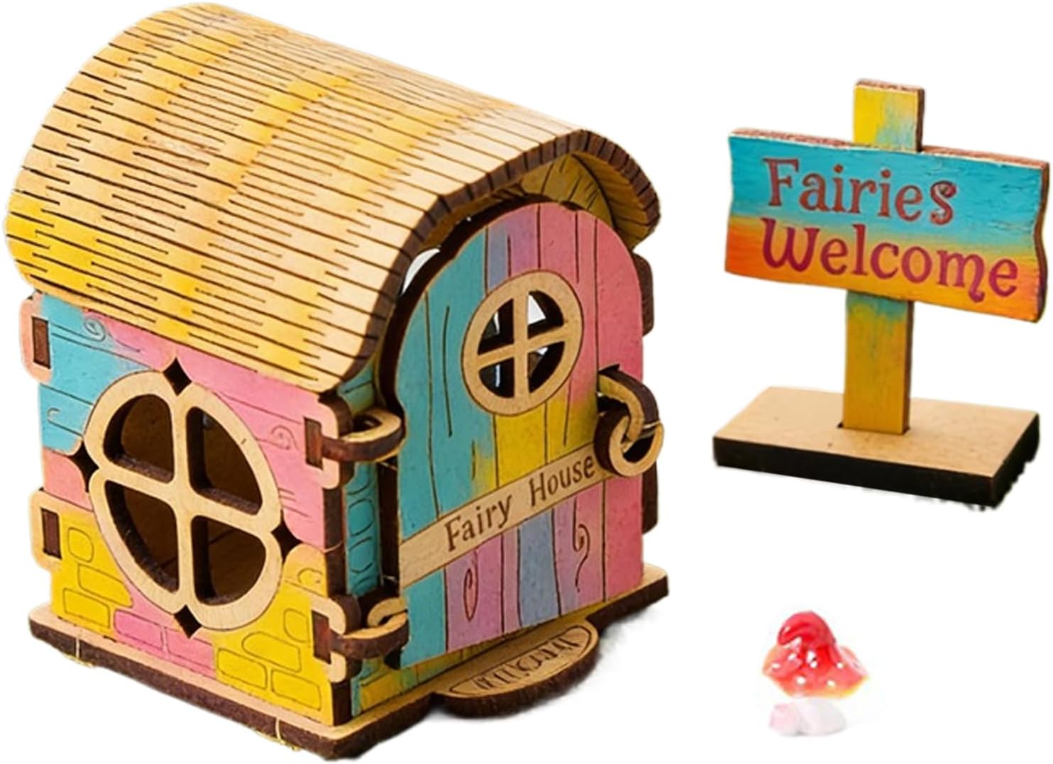 Wooden Houses for Crafts - Wood Building Set - Miniature Doll House Kits,for Windowsill Desk Home Event Party for Kids Girls Daughter Son