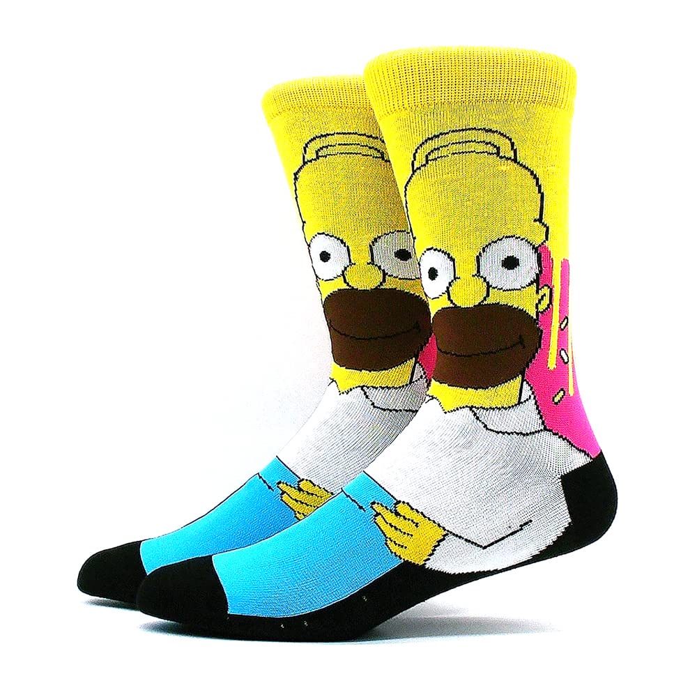 EZB Mens Homer Simpson Character Crew Socks | Quirky Gift Idea | Film Movie Design | Size 5-10 | Homer Simpson