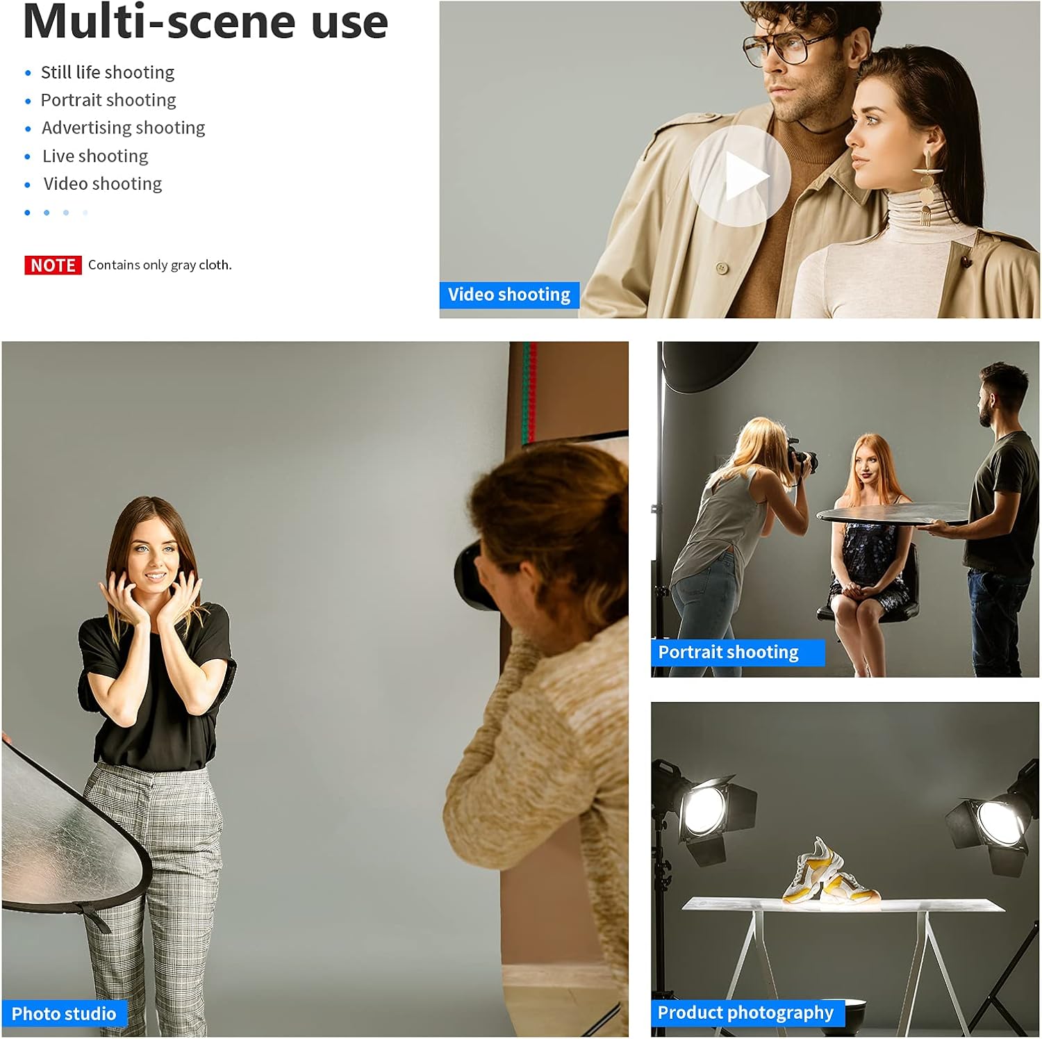 New Deal Neewer 10 x 12FT / 3 x 3.6M PRO Photo Studio premium polyester Collapsible Backdrop Background for Photography,Video and Television (Background Only) - Grey