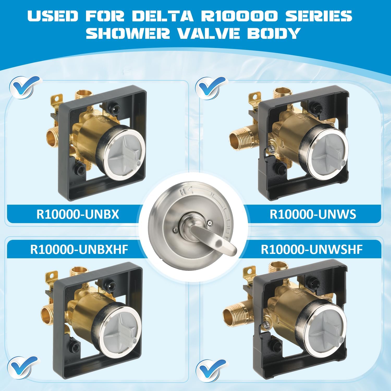 Replacement for Delta Classic 13 Series Single-Function Trim Kit T13010 Shower Handle for Delta R10000 Series Shower Valve Used for Shower Faucet Systems Brushed Nickel (Cartridge included)