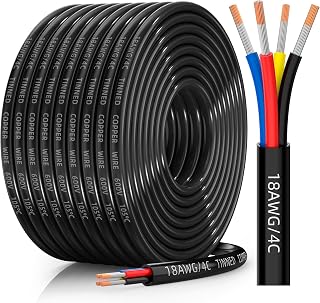 CONEPY 18/4 Gauge Tinned Copper Wire 50FT - IP68 Waterproof Flexible 18 AWG Cable for Marine, RV, Solar, LED, Automotive
