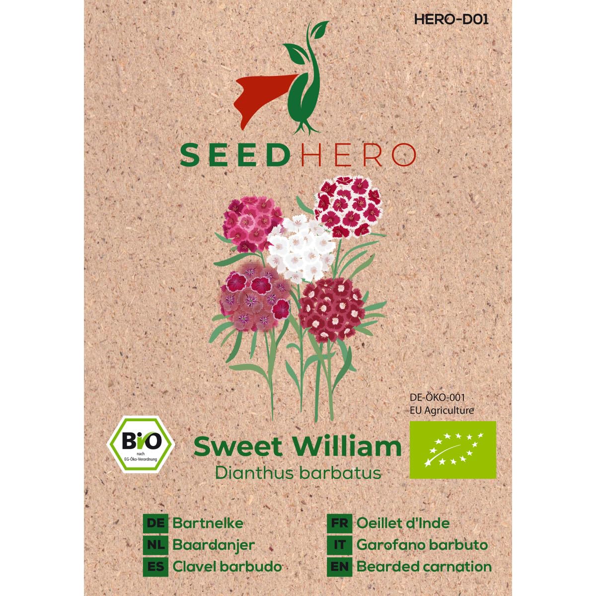 Seedhero BIO Bartnelke Sweet William Blumensamen – ca. 100 Pflanzen – Saatgut für Garten, Balkon & Hochbeet