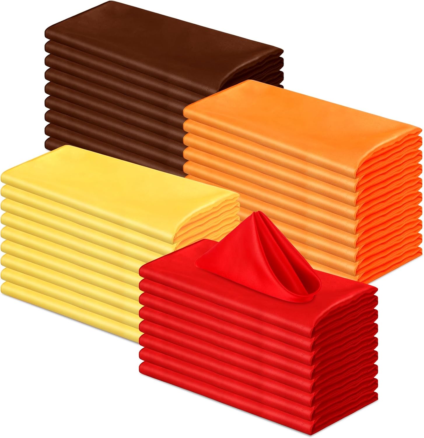 36 Pcs Thanksgiving Fall Cloth Napkins 17 x 17 Inch Fall Polyester Dinner Washable Napkins Bulk for Wedding Party Holiday Banquet Table Supplies,Yellow Red Orange Brown