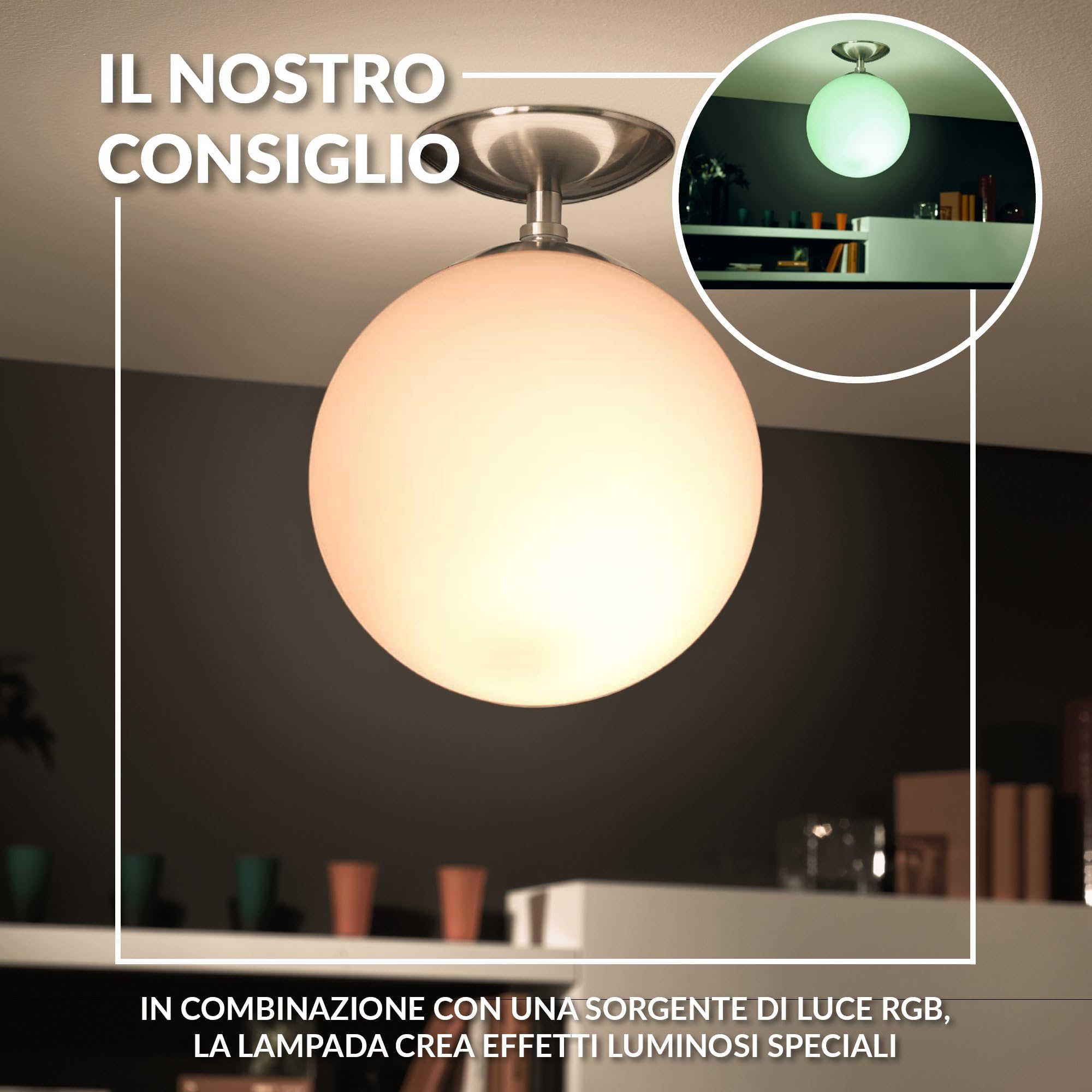 EGLO Deckenlampe Rondo, runde Deckenleuchte, Deckenbeleuchtung Glaskugel