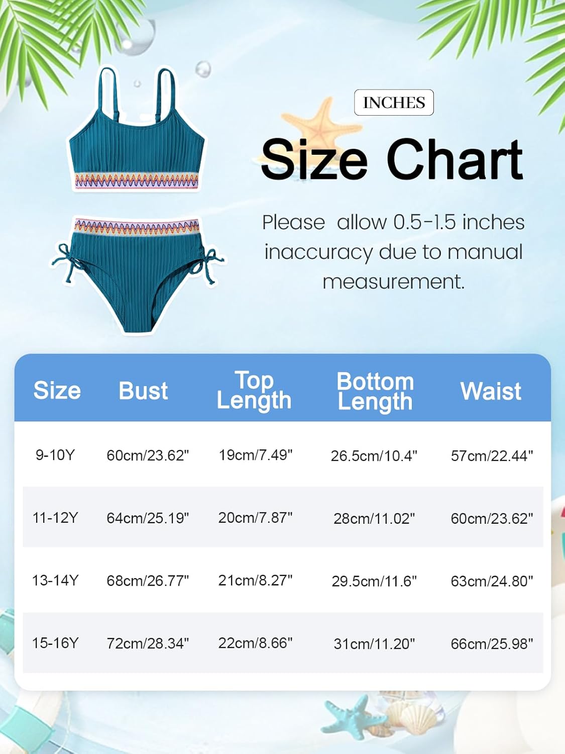 Patgoal Girls Swimsuits Teen Girls Two Piece Bathing Suit High Waist Bikini Set with Chest Pad Color Block Swimwear 9-16T - Image 4