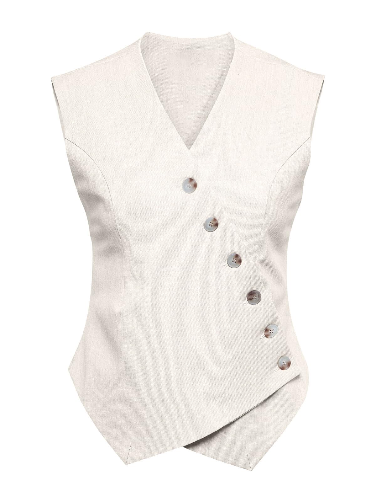 cicy bell Womens Waistcoat Vest Sleeveless Blazers V Neck Button Up Asymmetrical Hem Work Office Suit Vests-picture-21