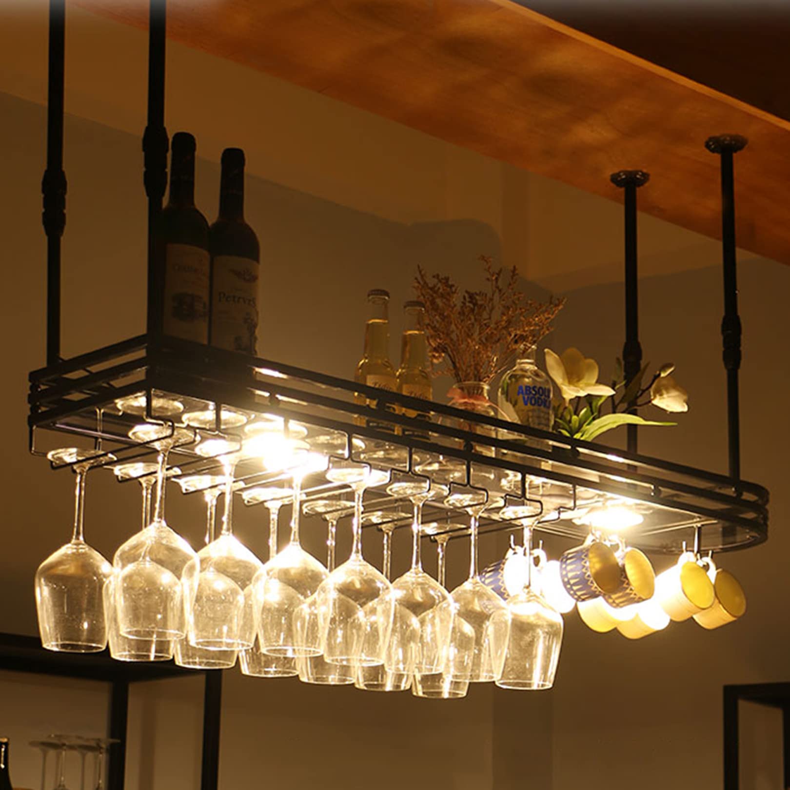 Casier à vin industriel luminaire de plafond pour déco bar et cuisine