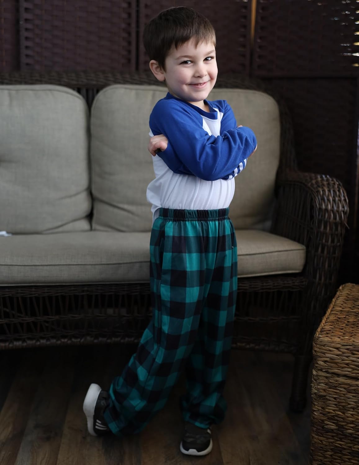 Arshiner Boys Pajama Pants 2 Pack Soft Plaid Sleepwear Kids Lounge PJ Bottoms with Pockets - Image 6