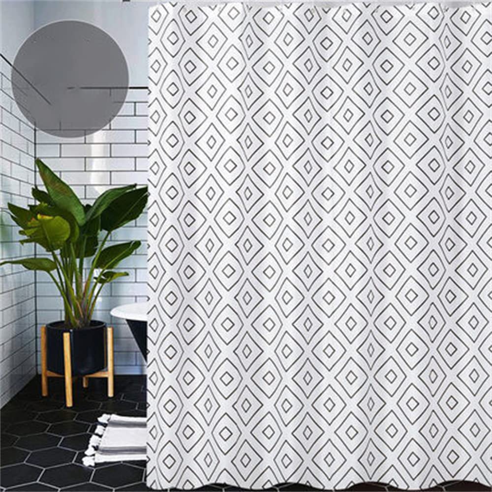 Cortina de Baño,Cortina de Ducha Bañera con Ganchos Bañera Shower Curtain Weighted Antimoho Impermeable Lavable a Máquina Cuadrado para Dormitorio/Familia/Apartamento 120cm X 180cm