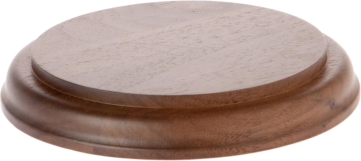 Plymor Solid Walnut Round Wood Display Base with Ogee Edge, 5.375" W x 5.375" D x 0.75" H, Pack of 2