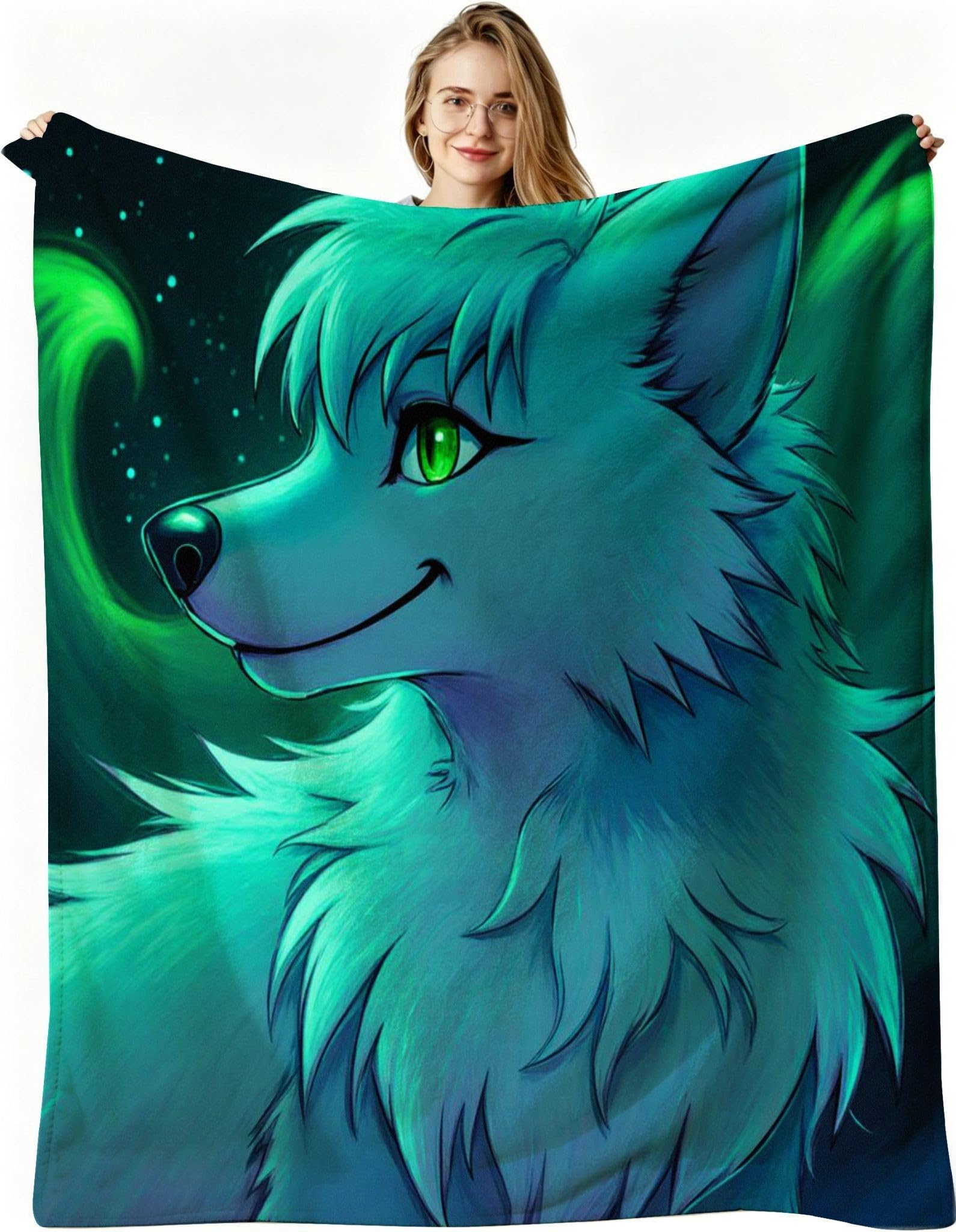 Manta para Sofá 240x260 cm Lobo de Dibujos Animados, Manta de Franela Extra Grande Premium, Ligera y Antiarrugas, Multiusos para Sofá, Picnic, Uso Doméstico y Exterior, AW4338